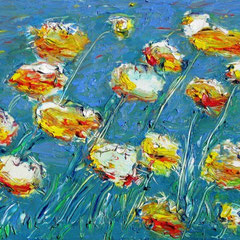 "Blumen auf Blau"   50 x 100 (164)      (2).  