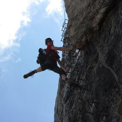 Chrissi cruising the via ferrata!