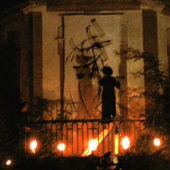 "Feu" - Peinture/installation de Caroline delannoy - violon Antoine Bersoux - Feu Kamel - Rentrée des Artistes - Tarn