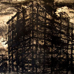 Industrial Landscape #4 . Monotype on paper trated with tar, 42x60 cm.