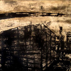 Industrial Landscape #2 . Monotype on paper trated with tar, 42x60 cm.