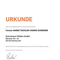 Schreinerei Wilden GmbH Fenstermarke Tischler I MARKE SCHREINER