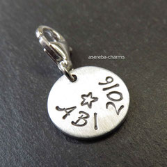 Abi-Charm 2016 (Rückseite mit Namen und Schutzengel) in Schreibschrift