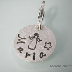 Abi-Charm 2012 (Rückseite mit Namen und Schutzengel) in Schreibschrift