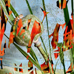„Innere Sonne“, 120 x 90cm, Mixed Media hinter Acrylglass