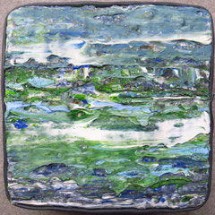 "Cascada", 17 x 17 cm, Acryl/Mischtechnik auf Holzkörper