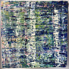 "Schattenweiher", 30 x30cm in 50 x 50cm, Mixed Media