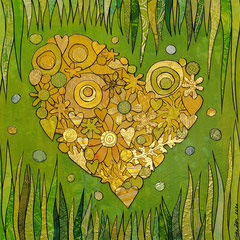 20 x 20 cm auf Malplatte - Herz im Grünen