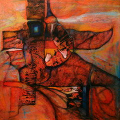 Amanecer Del Tercer Ojo Del Tótem Alado  /Mixta sobre tablilla bastidor