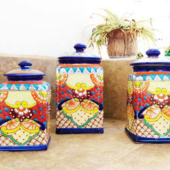 Bunte Keksdose aus Keramik - Dekorvase aus Mexiko