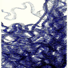 aus der Serie: verlorene Zeilen, Kugelschreiber auf Papier, 13x18 cm, Katharina Rosenbichler 2023.