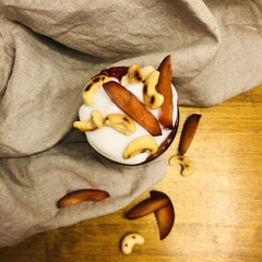 Chiapudding vegan. Joshimaria. Himbeere Cashew Pflaume