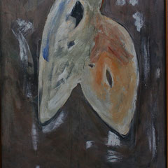 Titel Nr.1: Vereinigung Entstehungsjahr: 1998 Breite: 90 cm, Höhe: 140 cm Sand, Pigmente, Acryl auf Leinen