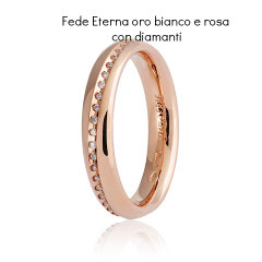 Fedi Nuziali  Unoaerre Eterna Oro Bianco e Rosa con Diamanti