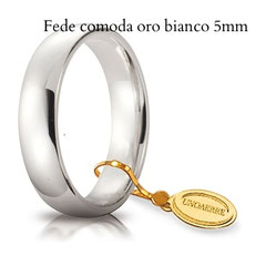 Fedi Nuziali comoda unoaerre oro bianco 5 mm