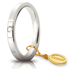 Fedi Nuziali Unoaerre Cerchi di Luce 2,5 mm Oro Bianco con diamante  Referenza: 25 AFC 2/100