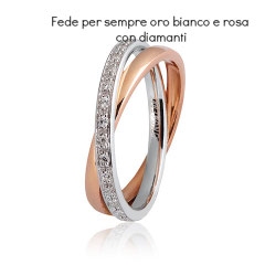  Fedi Nuziali  Per Sempre Oro Bianco e Rosa con Diamanti collezione 9.0