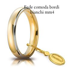 Fedi Nuziali  Unoaerre Comoda bicolore bordi bianchi 4 mm