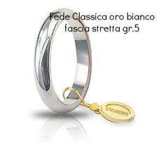 Fede Unoaerre classica oro bianco grammi 5 fascia stretta mm 3,5