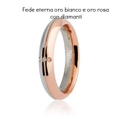  Fedi Nuziali  Eterna Oro Bianco e Rosa con Diamanti collezione 9.0