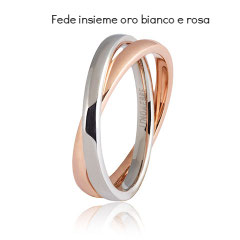 Fedi Nuziali  Unoaerre Insieme Oro Bianco e Rosa collezione 9.0