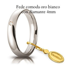 Fede unoaerre comoda oro bianco con diamante 4 mm