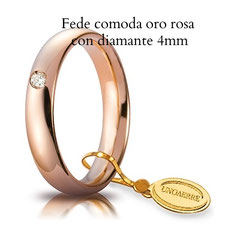 Fede unoaerre comoda oro rosa con diamante 4 mm 