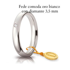 Fede Nuziale Unoaerre comoda oro bianco  con diamante 3,5 mm