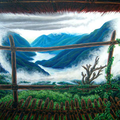 La cabane dans les arbres, acryliques sur toile (50x70cm)
