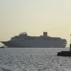 Unser Schiff von Patmos aus gesehen.