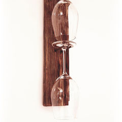 Weinglashalter Altholz mit Edelstahlglashaltern Kelchgläser Wine glass holder reclaimed wood with stainless steel glass holders goblet glasses