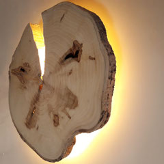 Baumstammscheibe Wandbeleuchtung, Tree trunk disc wall lighting