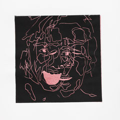 Zwei Gesichter II, 2018. Linolschnitt auf Papier, Platte 21 x 21 cm.