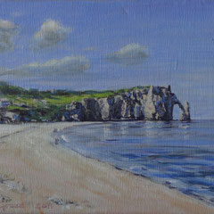 Etretat, strand, olie/doek, 24x18cm