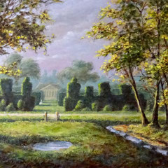 Taxustuin, herfst, o/a/p, 87x61cm
