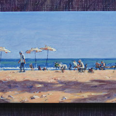 Schilders op het strand Latte, a/p, 40x13cm