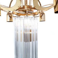 Venini Four Rings 24Kr Gold Plated Crystal Prism Chandelier, Italy, 1980s