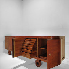 Grand Salon Énfilade Buffet Sideboard Attr. to Jules Leleu, French Master Ébenisterie in Walnut and Macassar, France, 1930-1934 - PN.Modern pnmodern.com
