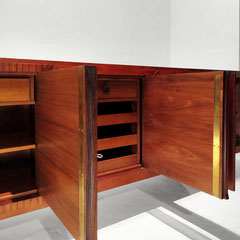 Grand Salon Énfilade Buffet Sideboard Attr. to Jules Leleu, French Master Ébenisterie in Walnut and Macassar, France, 1930-1934 - PN.Modern pnmodern.com