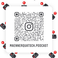 Das Bild zur Männerquatsch Podcast Folge zeigt den Instagram. QR-Code zum scannen und vorbeischauen!