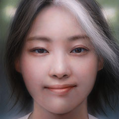 Not dyed but hair vitiligo　oil on panel　27.3×22.0㎝　(F3)　