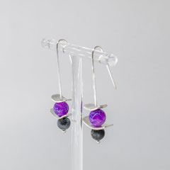boucles d'oreille-inspiration-japon-tori-argent-agate-veine-labradorite-givrée-bijoutier-joaillier-createur-cantal-auvergne-rhone-alpes