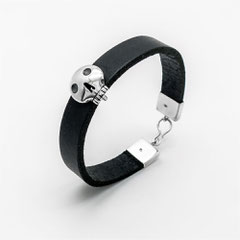 bracelet-homme-cuir-argent-contemporain-tete-de-mort-calavera-bijoutier-joaillier-createur-auvergne-rhone-alpes