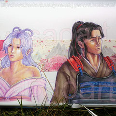 Umeko and Seiichiro - a sketchbook drawing.