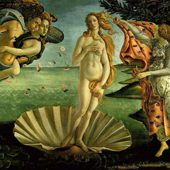 La Naissance de Vénus de Sandro Botticelli, 184 5 cm × 285 5 cm, vers 1485.