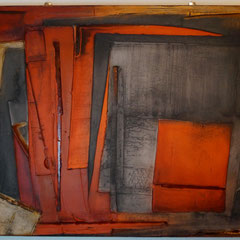 "die Lösung liegt zuunterst"  80x100x4  2014    (verkauft)