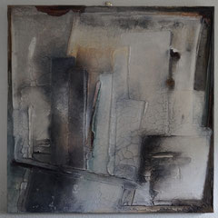 "o.T.", Marmormehl, Schellack, Pigmente in Öl auf Leinwand, 80x80x4, Juni 2022