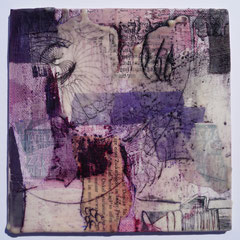 Papiercollage, Pigmente in Öl, Wachs    auf Malkarton 15x15,  Juni 2018