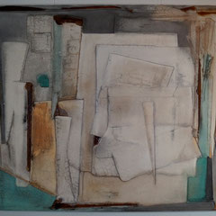 "des Schriftstellers aufgeräumter Schreibtisch"  100x120x4,5      Dez.2014   (unverkäuflich)