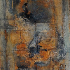 "Gedrängel orange"  50x70x2    2014  (verkauft)
